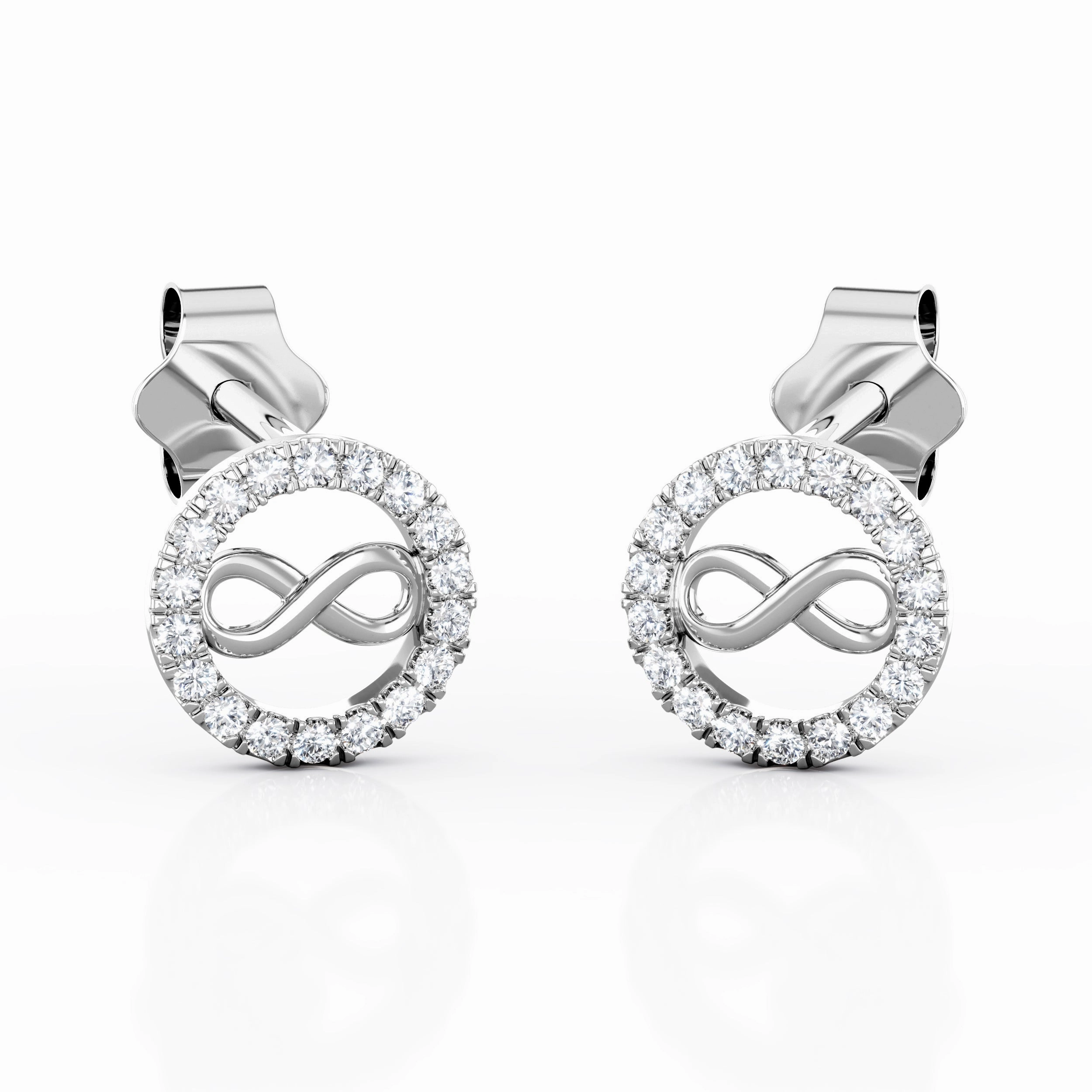 Forever 0.25 Carat Round Cut Moissanite Floating Halo Ear Studs in Rose Gold Elegant Detail Pastel Embellishment