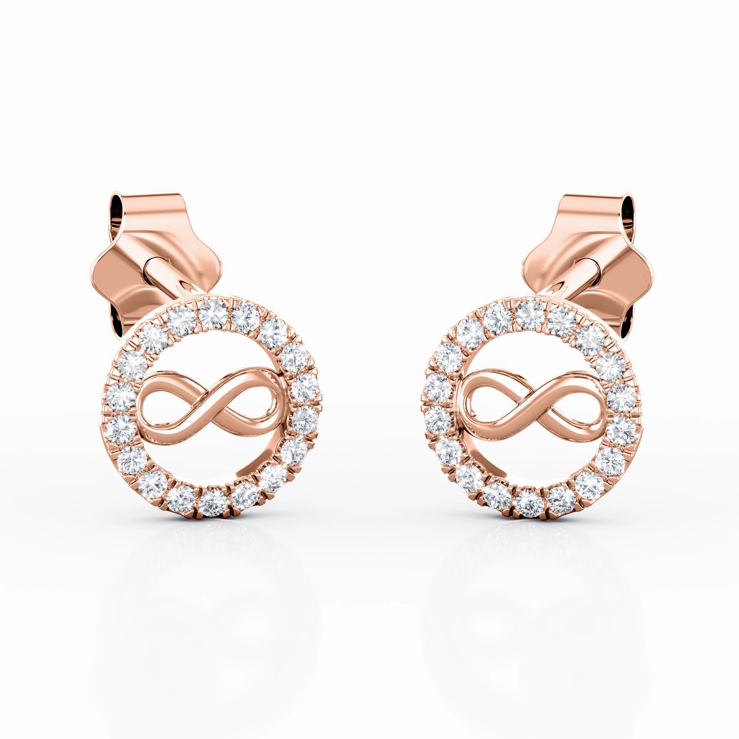 Forever 0.25 Carat Round Cut Moissanite Floating Halo Ear Studs in Rose Gold decorative item