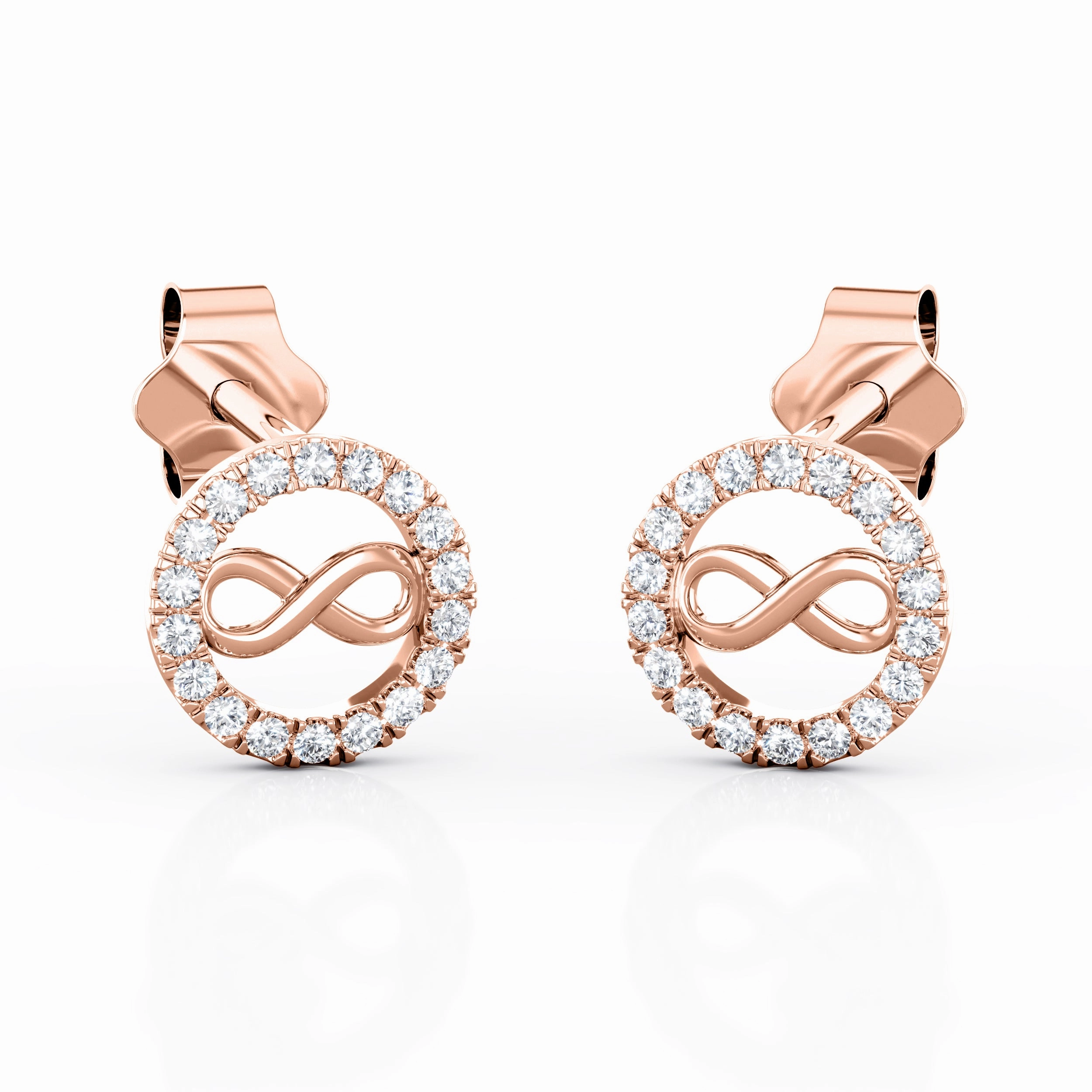 Forever 0.25 Carat Round Cut Moissanite Floating Halo Ear Studs in Rose Gold Exquisite Ornament
