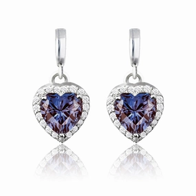 Fashionable Essential Forever Heart 1.25 Carat - Alexandrite - June Birthstone Earrings in 18K White Gold Plating over Silver