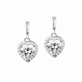 Forever Heart 1.25 Carat Moissanite Earrings in 18K White Gold Plating over Silver Lovely Item Daily Decoration