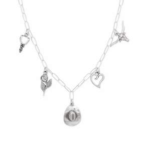 Formal Event Piece Southwestern Theme Paperclip Charm Necklace Sterling Silver