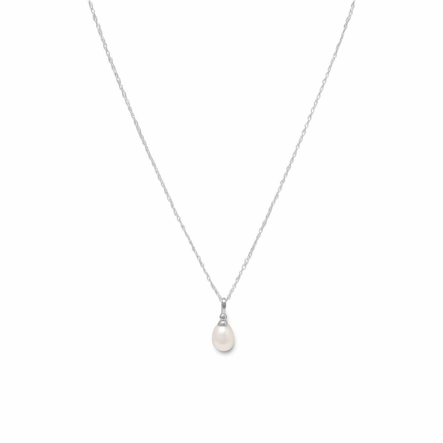 Freshwater Cultured Freshwater Pearl Necklace Rhodium Over Sterling Silver 18-inch Chain Included Temporary Adornment Fashion Trend
