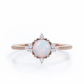 Forward Thinking Chic Favorite Antique 1.05 Ct Round Cut Lab Created Opal Engagement Ring