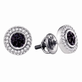 Diamond Circle Halo Stud Earrings 1/4 ctw with Screw Back Metallic Adornment Substantial Piece