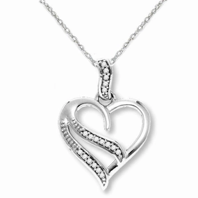Providing Accessory Genuine Diamond Heart Necklace Rhodium on Sterling Silver with Chain