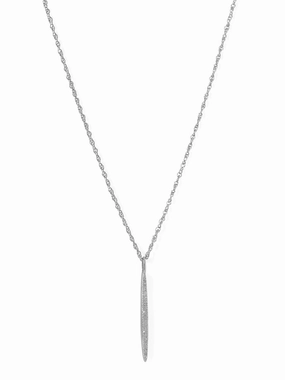 Trend Gift Genuine Diamond Rhodium-plated Sterling Silver Vertical Bar Necklace