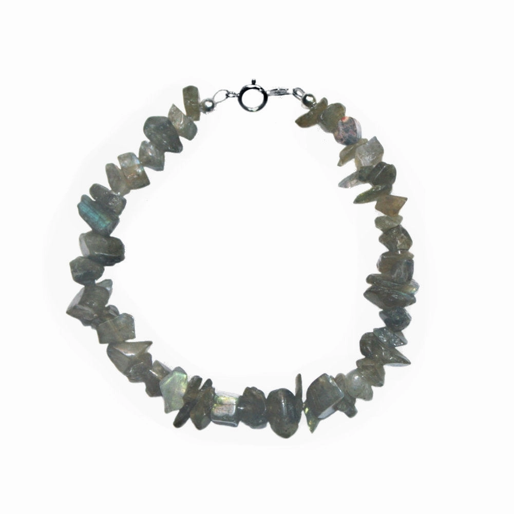 Genuine Labradorite Gem Chip Bracelet Sterling Silver Handmade Indelible Mixes Sisterhood Bond