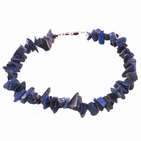 Top notch Genuine Lapis Lazuli Gem Chip Bracelet Sterling Silver Handmade
