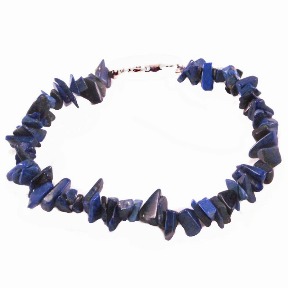 Top notch Genuine Lapis Lazuli Gem Chip Bracelet Sterling Silver Handmade
