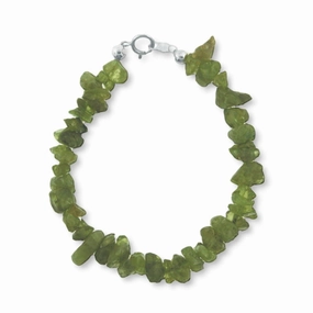 Genuine Peridot Gem Chip Bracelet Sterling Silver Handmade Certified Design