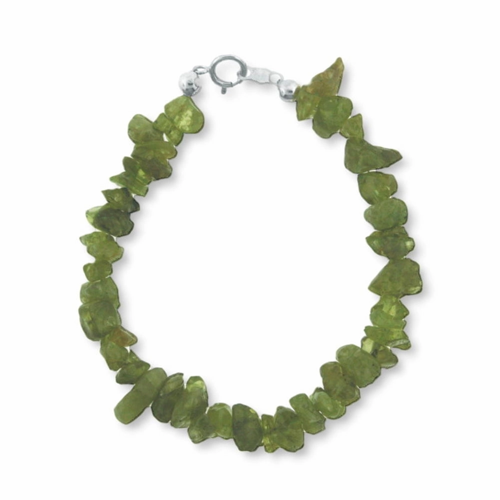 Genuine Peridot Gem Chip Bracelet Sterling Silver Handmade Certified Design