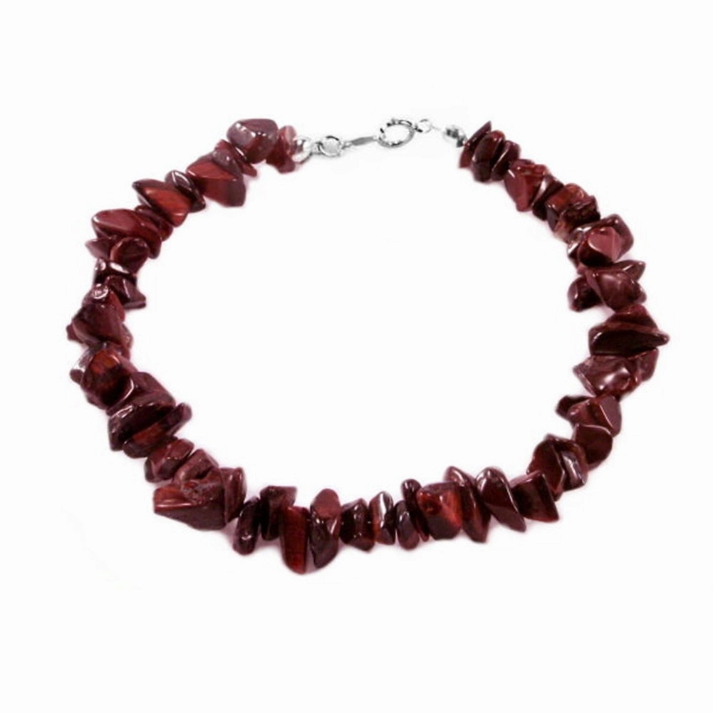 Genuine Red Tiger Eye Gem Chip Bracelet Sterling Silver Handmade Sunny Combinations Storybook Scope