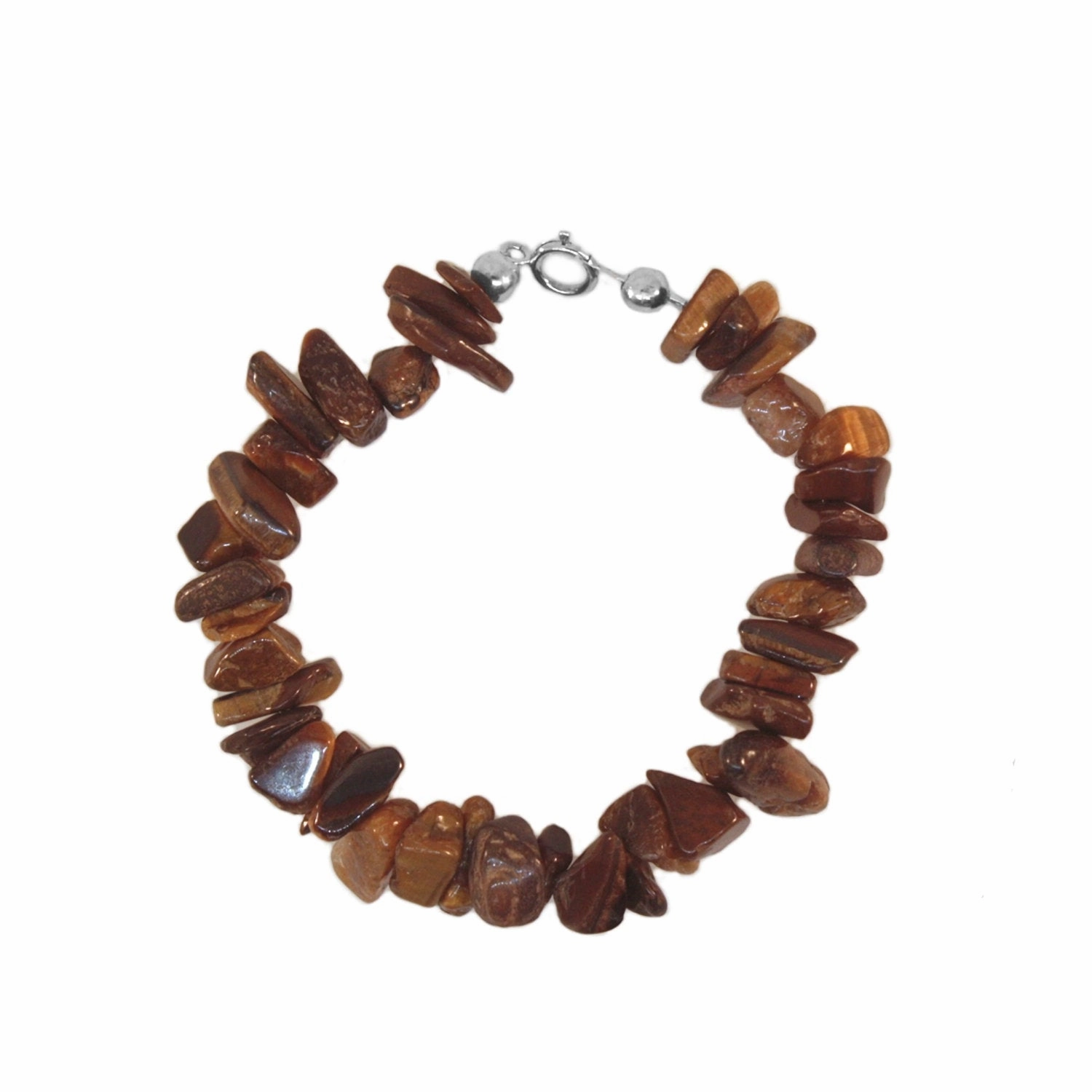 All-Inclusive Mixes Urban Chic Genuine Tiger Eye Gem Chip Bracelet Sterling Silver Handmade