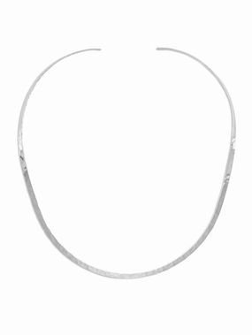 Open Back Collar Necklace 3mm Hammered Sterling Silver Fashionable Accessory Self Reward