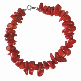 Genuine Dyed Red Coral Chip Bracelet Sterling Silver Unsurpassed Detail Balanced Looks