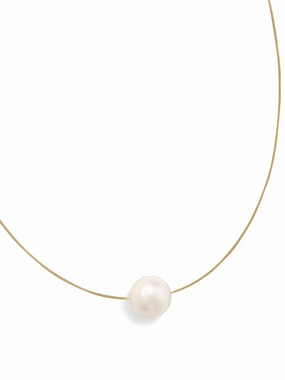 Excellent Present For Couple 24k Gold-plated Wire Necklace with Single Cultured Freshwater Pearl