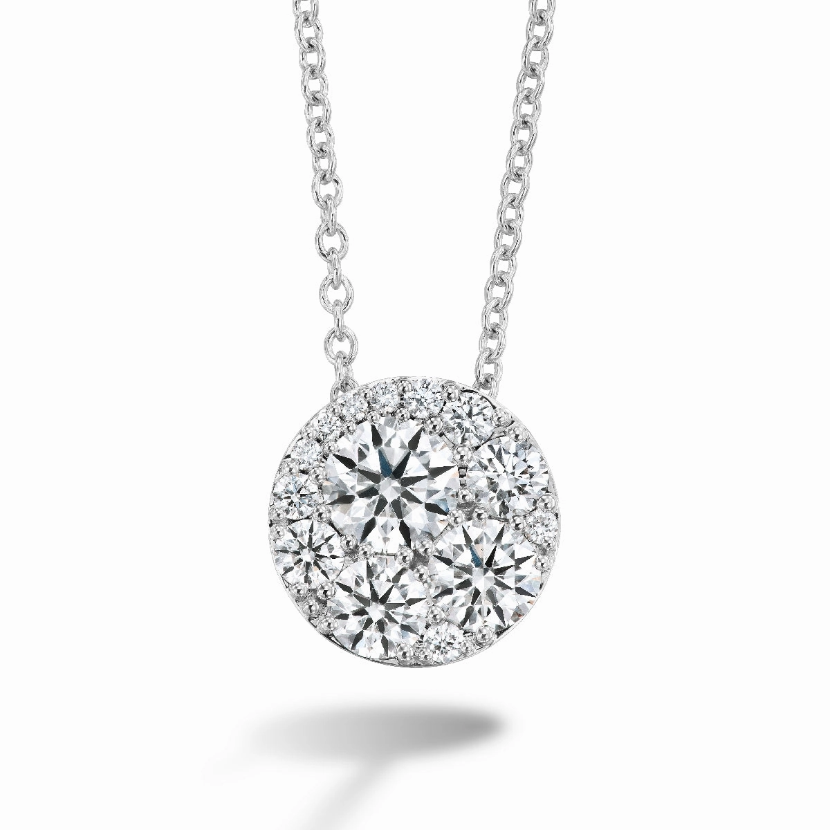 Contemporary Touch Hearts on Fire Tessa Circle Necklace in White Gold (0.50 ctw)