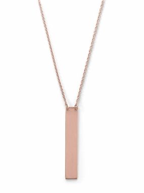Vertical Bar Drop Necklace Rose Gold-plate on Sterling Silver Runway Ready Boho Present