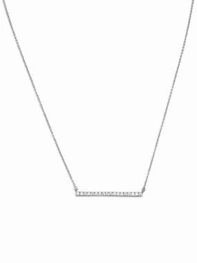 luxury item Bar Necklace with Cubic Zirconia Rhodium on Sterling Silver