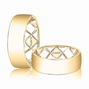 Evening Feature A. Jaffe Quilted 7mm Wedding Ring in 14K Yellow Gold