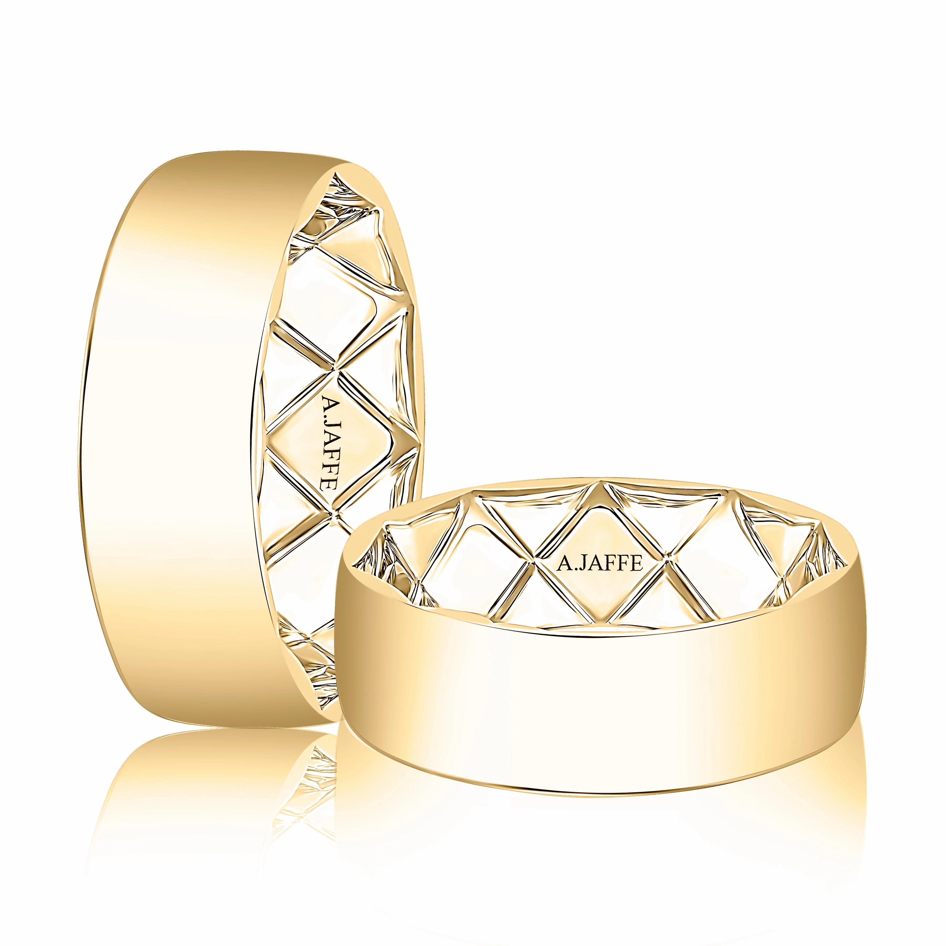 Evening Feature A. Jaffe Quilted 7mm Wedding Ring in 14K Yellow Gold
