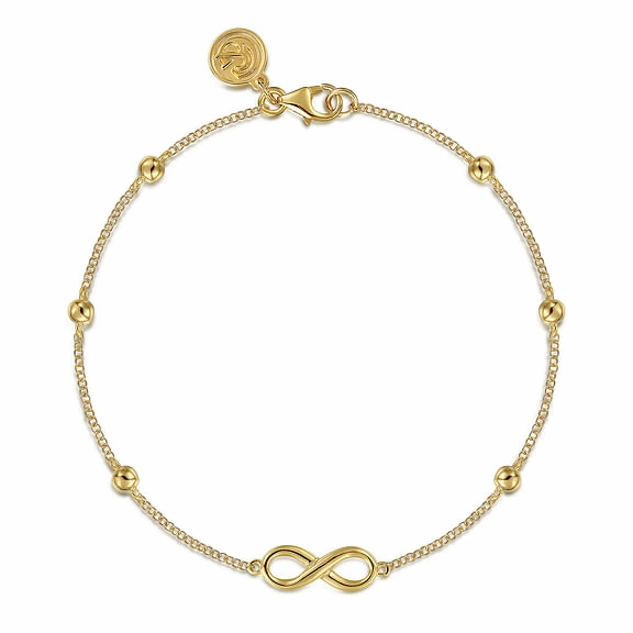 Polished Radiance Luxury Accent 14K Yellow Gold Bujukan Chain Bracelet with Infinity Station
