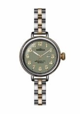 Shinola Birdy 3HD 34mm, Silver/Gold Bracelet Eucalyptus 34 1st Polished Stainless Steel with PVD Gold Sophisticated Design Red Tone