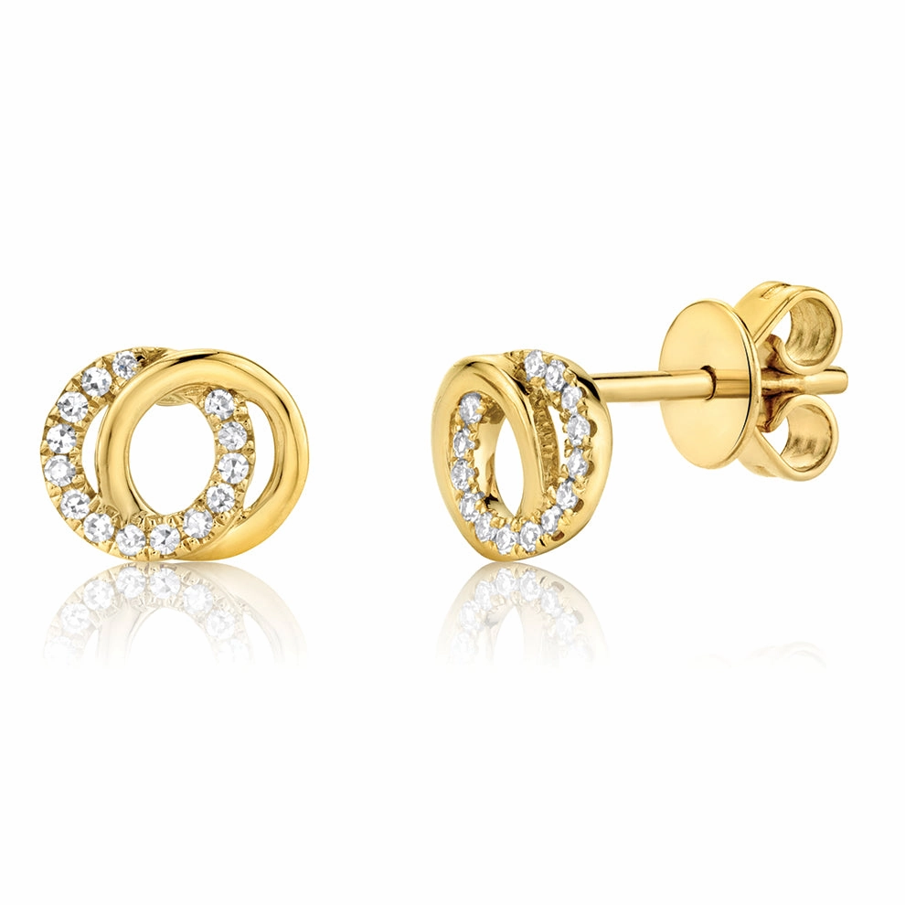 Bremer Jewelry You   Me Diamond Stud Earrings in 14K Yellow Gold (0.09ctw) Elegant Silhouette