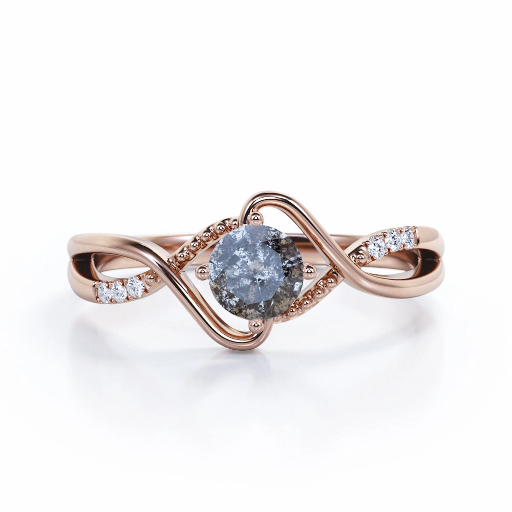0.45 Ct Round Salt and Pepper Diamond Infinity Engagement Ring Glamorous Expression Value Accessory