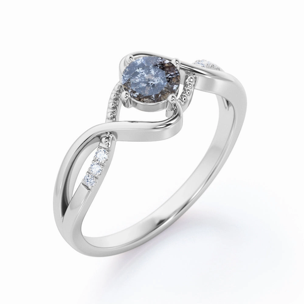 Local Custom 0.45 Ct Round Salt and Pepper Diamond Infinity Engagement Ring