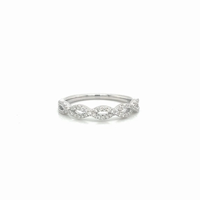 Half Anniversary Diamond Wedding Ring in 14K White Gold (0.25ctw) Soft Style Beauty Touch