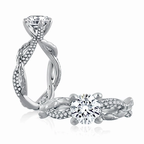 A. Jaffe Classics Twist Diamond Engagement Ring Setting in White Gold Classic Fashion