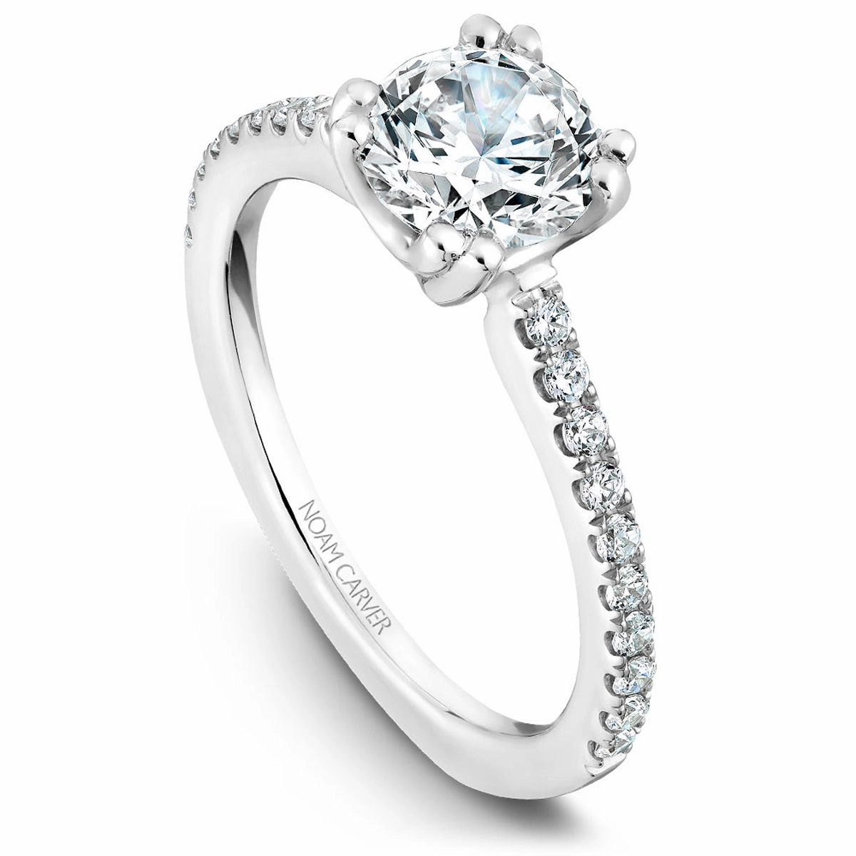 Noam Carver Classic Diamond Engagement Ring Setting in White Gold Bold Statement Simple Glow
