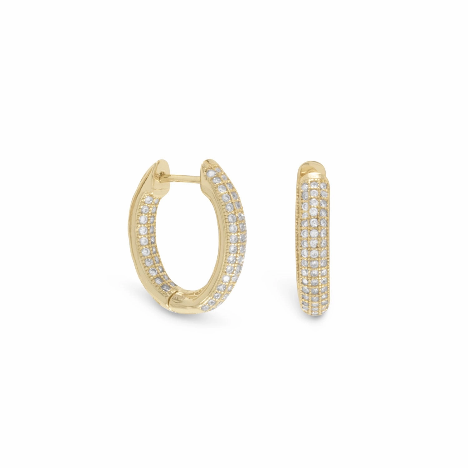 Iridescent Item Gold-plated Sterling Silver In Out Hoop Earrings with Post Cubic Zirconia