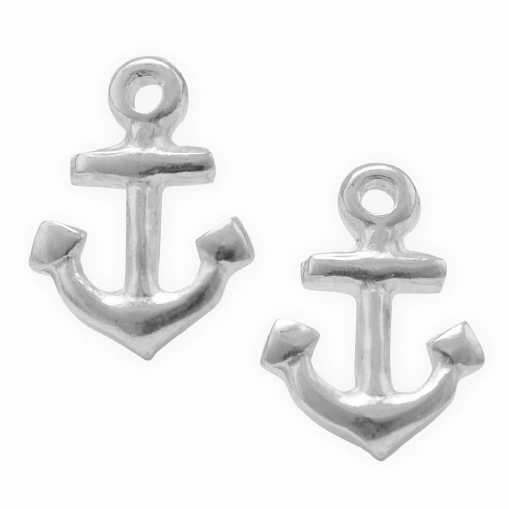 Anchor Earrings Post Stud Sterling Silver 10mm Comfortable Design