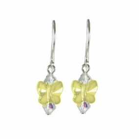 Shiny Feature Pretty Vibe Jonquil Yellow Butterfly Earrings Made with Swarovski(R) Crystal Sterling Silver