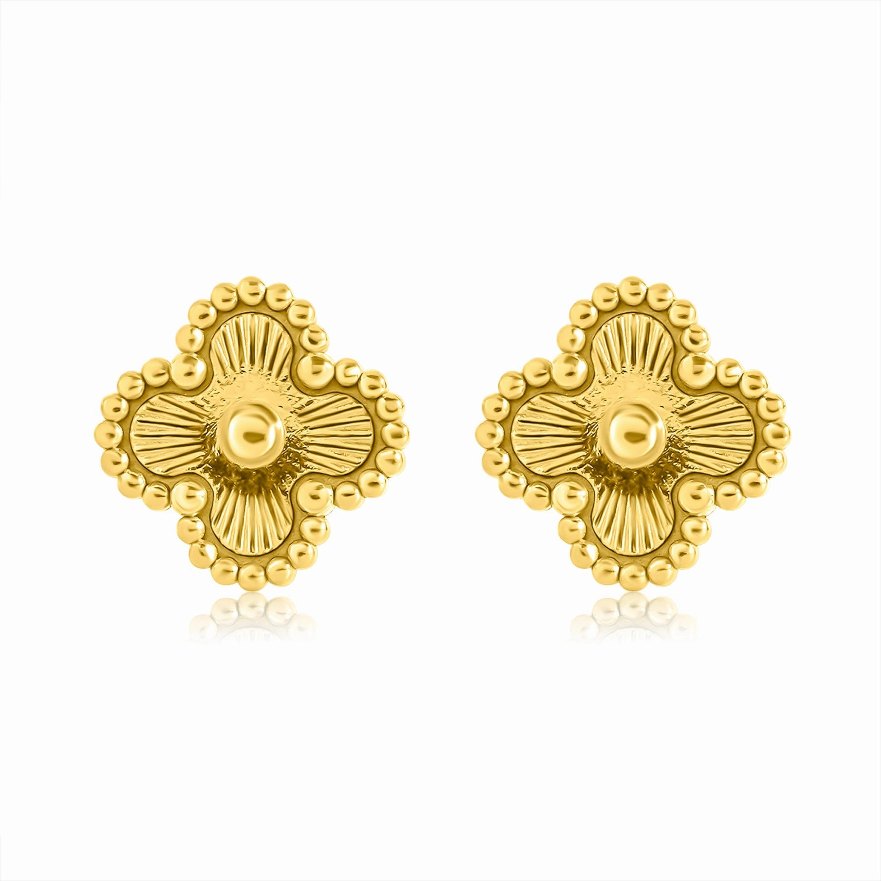Abstract Accessory Beaded Motif Stud Earrings in Yellow Gold Plated