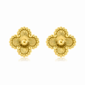 Abstract Accessory Beaded Motif Stud Earrings in Yellow Gold Plated