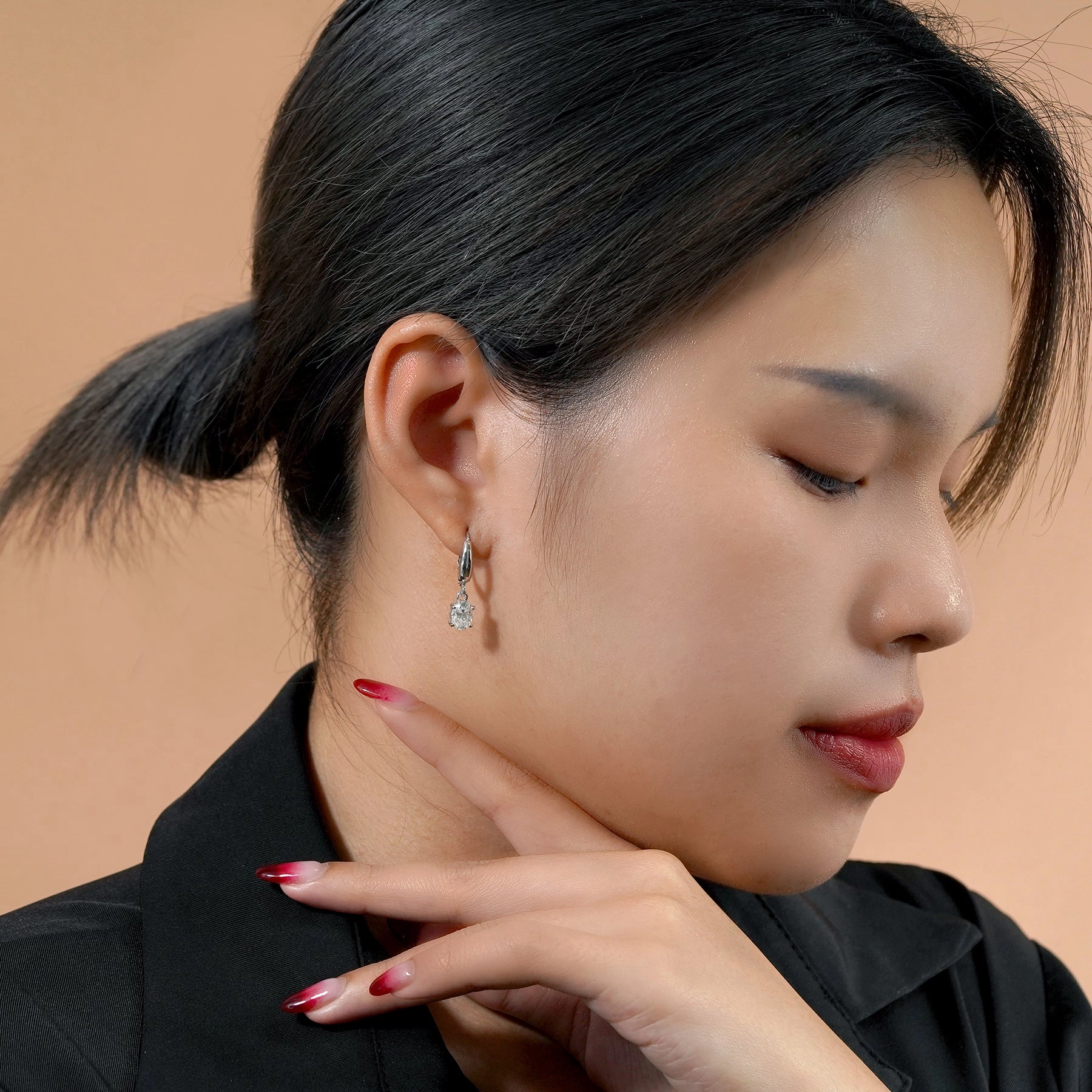 Classic Choice Elegant 2 Carat Oval Cut Moissanite Dangle Earrings in 18K White Gold over Silver