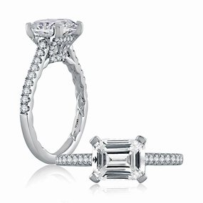 A. Jaffe Quilted East-West Diamond Engagement Ring Setting in White Gold Glam Mode Winter Mood