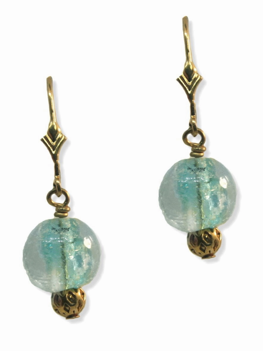 Attractive Design Creative Jewelry Glow in the Dark Earrings Aqua Handmade Lampwork Glass Dangles