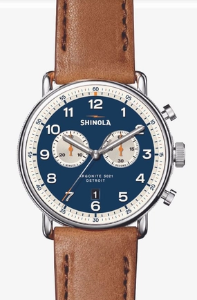 Graceful Accessory Evening Sparkle Shinola Canfield Model C56 2 Eye Chrono 43mm, Bourbonlthrstrp