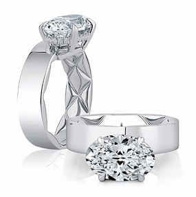A. JAFFE Oval Center Hidden Halo Diamond Engagement Ring Setting in 14K White Gold (.09ctw) Glam Choice Outdoor Set