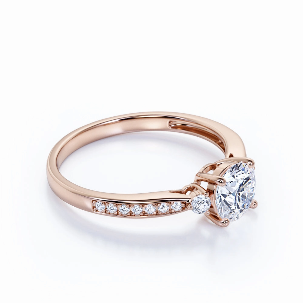 1 Ct Round Cut Diamond Three Stone Engagement Ring Cherished Gift
