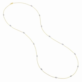 Weather Appropriate Jewelry Youthful Look Gold-plated and Sterling Silver Diamond-cut Bead Station Necklace, 36-inch