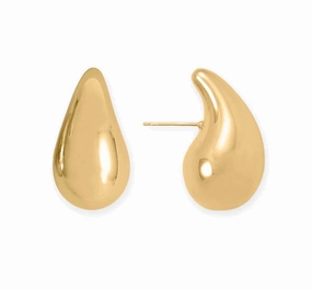 Gold-plated Silver Hollow Teardrop Raindrop Earrings Exquisite Ornament Curved Embellishment