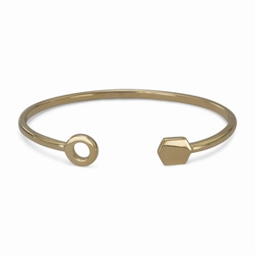 Promising Fusions Celestial Esteem Gold-plated Sterling Silver Cuff Bracelet with Hexagon and Circle Ends