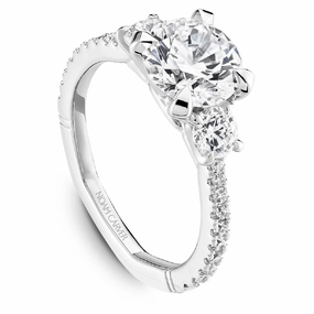 Noam Carver Atelier Three-Stone Diamond Engagement Ring Setting in White Gold Delicate Accent