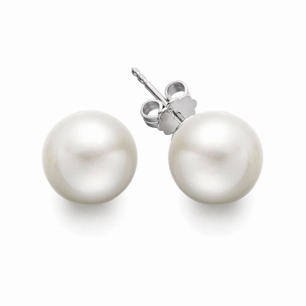 Bremer Jewelry 8.5-9.0mm Akoya Cultured Pearl Stud Earrings in 14K White Gold Delicate Sparkle Street Chic
